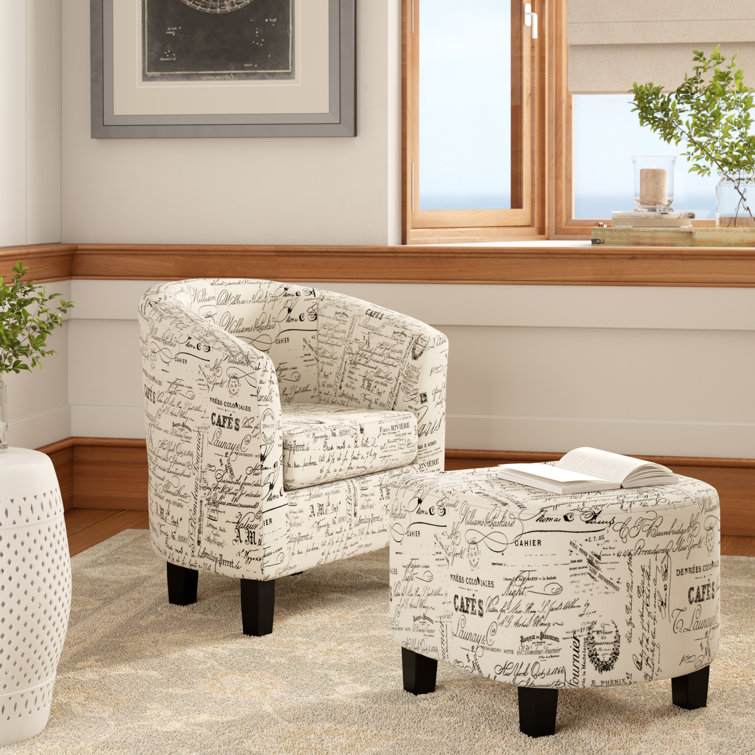 Darvin barrel chair online and ottoman